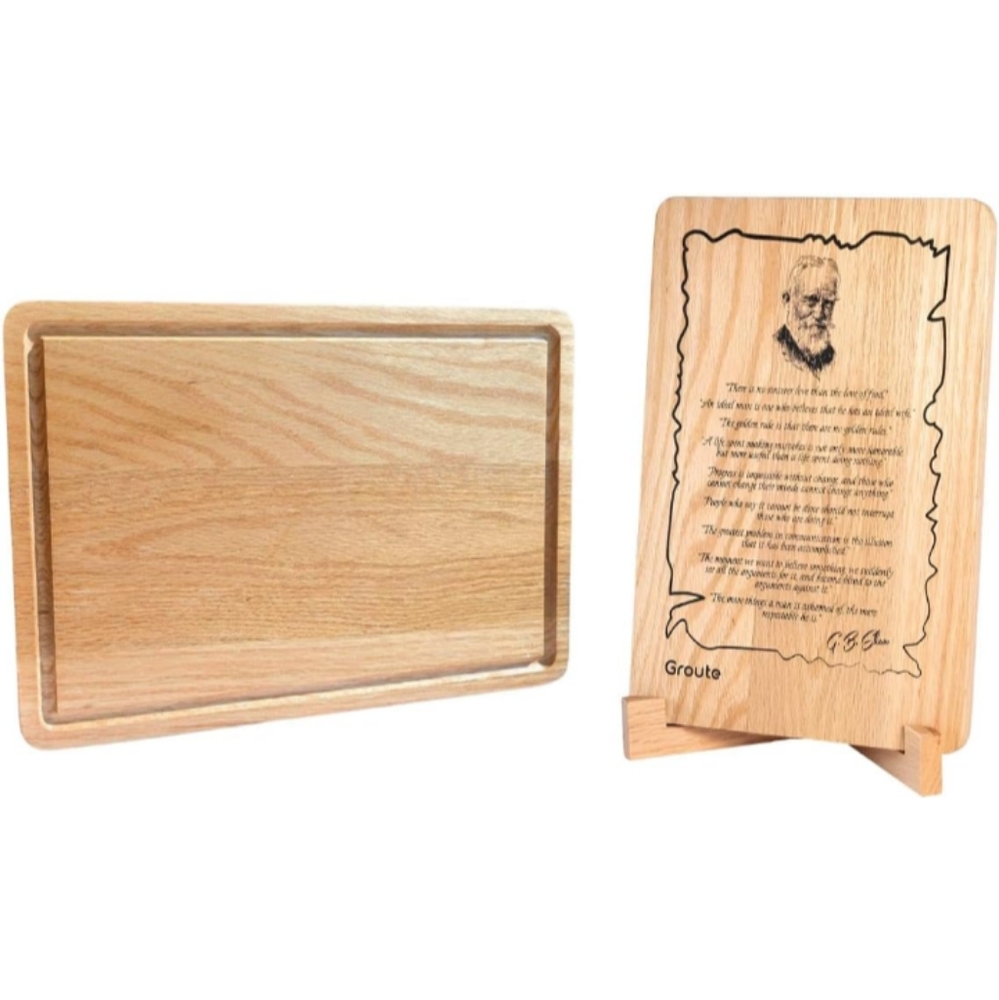 Groute George Bernard Shaw Quotes Engraved Oak Cutting Board 9x13 in NWT